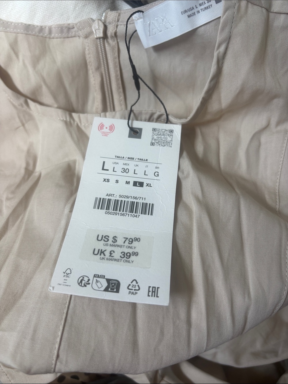 Zara Cream Sleeveless Midi Dress with Belt - Picture 3 of 4